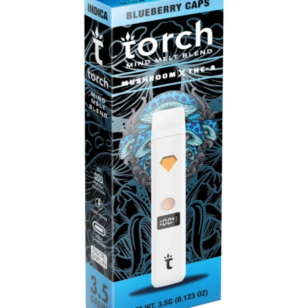 Embark on a journey of sensory delight with the Blueberry Caps Torch Mind Melt Mushroom x THC-A Blend White Series Vape. This innovative vape blend combines the natural essence of …